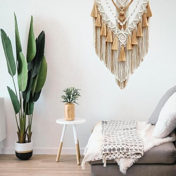 NEW Macrame Wall Hanging & Wall Decor, Cotton Handmade Tapestry with Tassel - Picture 7 of 8